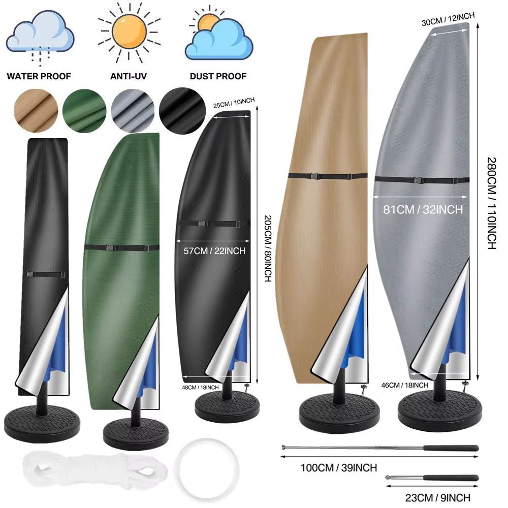 Waterproof Patio Umbrella Parasol Cover – Fits Cantilever & Straight Style Umbrellas (12-14 Feet)