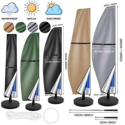 Waterproof Patio Umbrella Parasol Cover – Fits Cantilever & Straight Style Umbrellas (12-14 Feet)