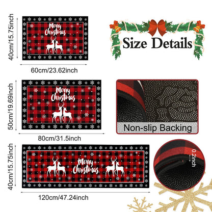 Christmas Decoration Plaid Christmas Tree Floor Mat, Absorbent Doormat For Kitchen, Live Room Sofa Floor Mat
