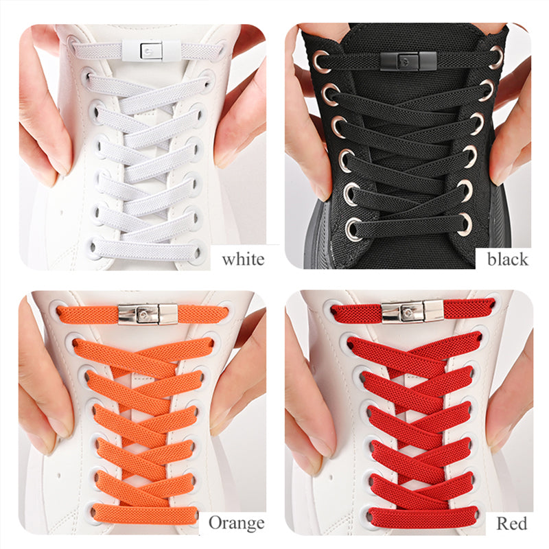 Elastic Press Lock Shoelaces No Tie Shoe Laces For Kids  Adults Widened Flat Shoelace For Sneakers  4