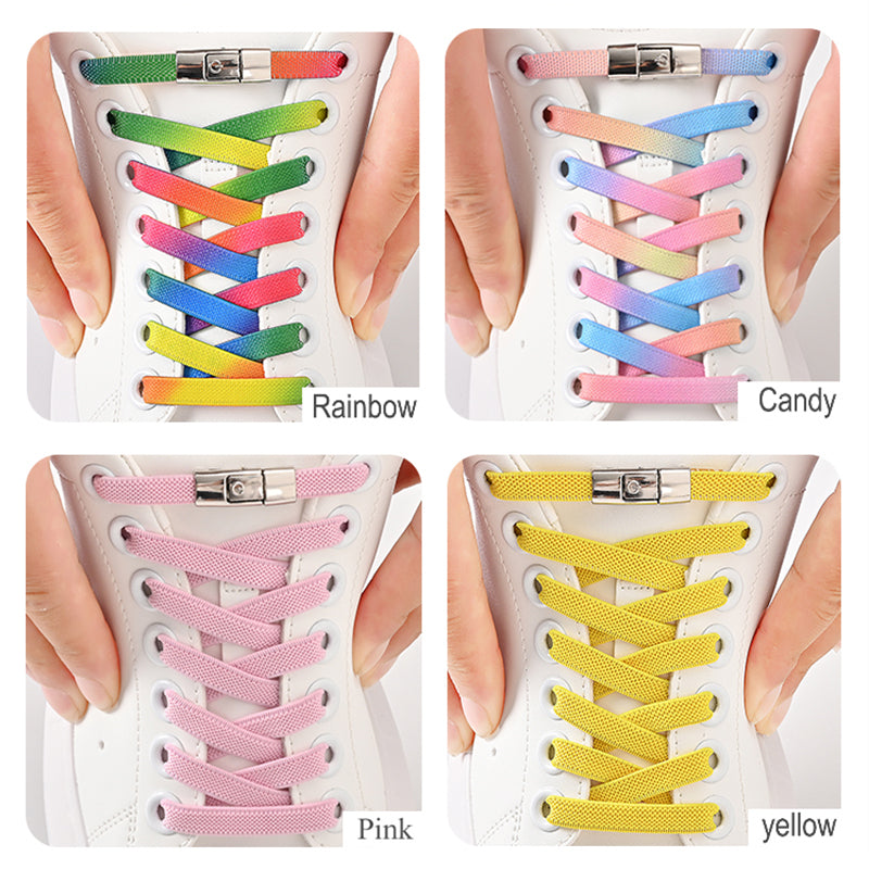 Elastic Press Lock Shoelaces No Tie Shoe Laces For Kids  Adults Widened Flat Shoelace For Sneakers  5
