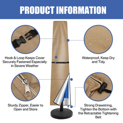 Oxford Cloth Waterproof Parasol Cover  Windproof  UVResistant Outdoor Umbrella Cover With Zipper  P 3