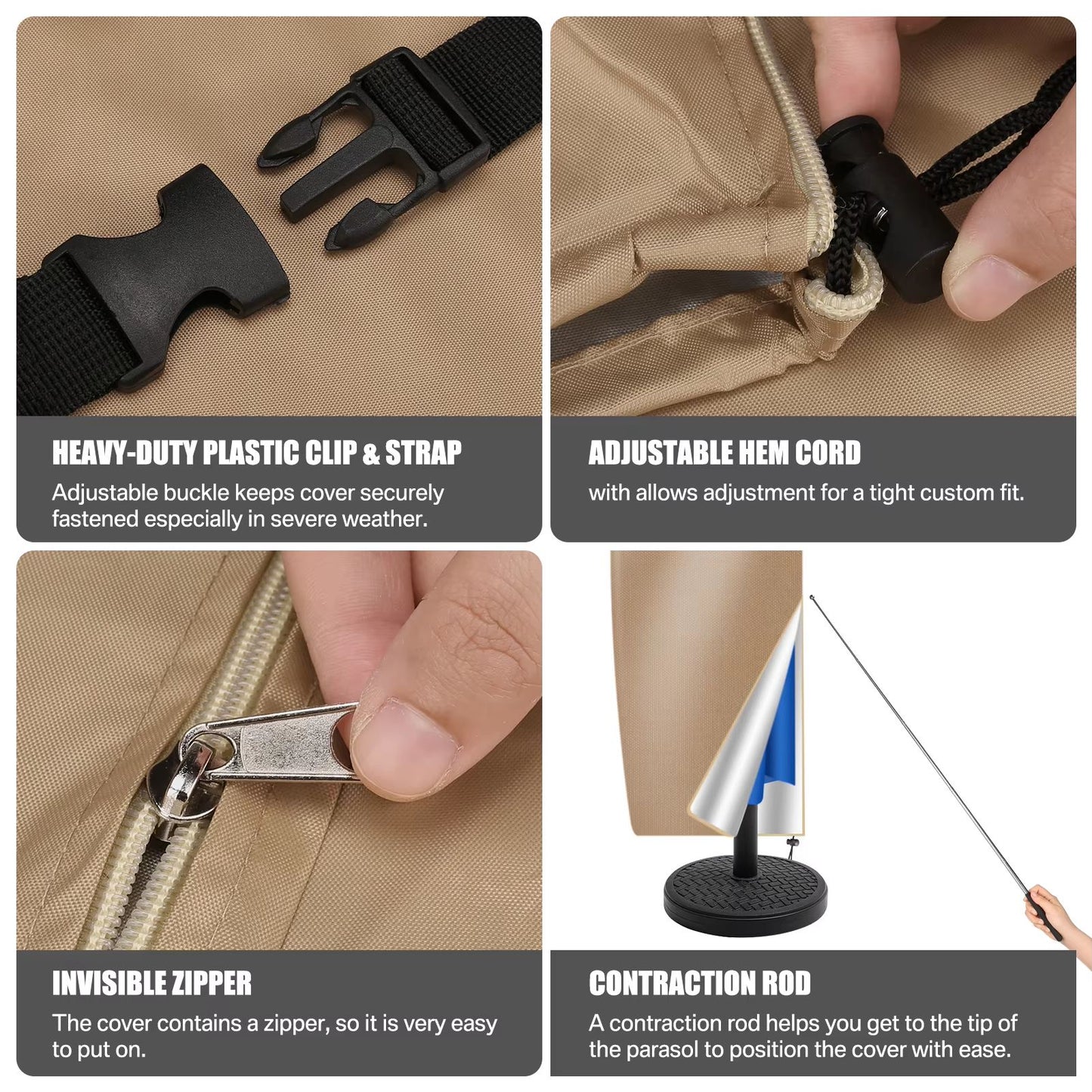 Oxford Cloth Waterproof Parasol Cover  Windproof  UVResistant Outdoor Umbrella Cover With Zipper  P 4