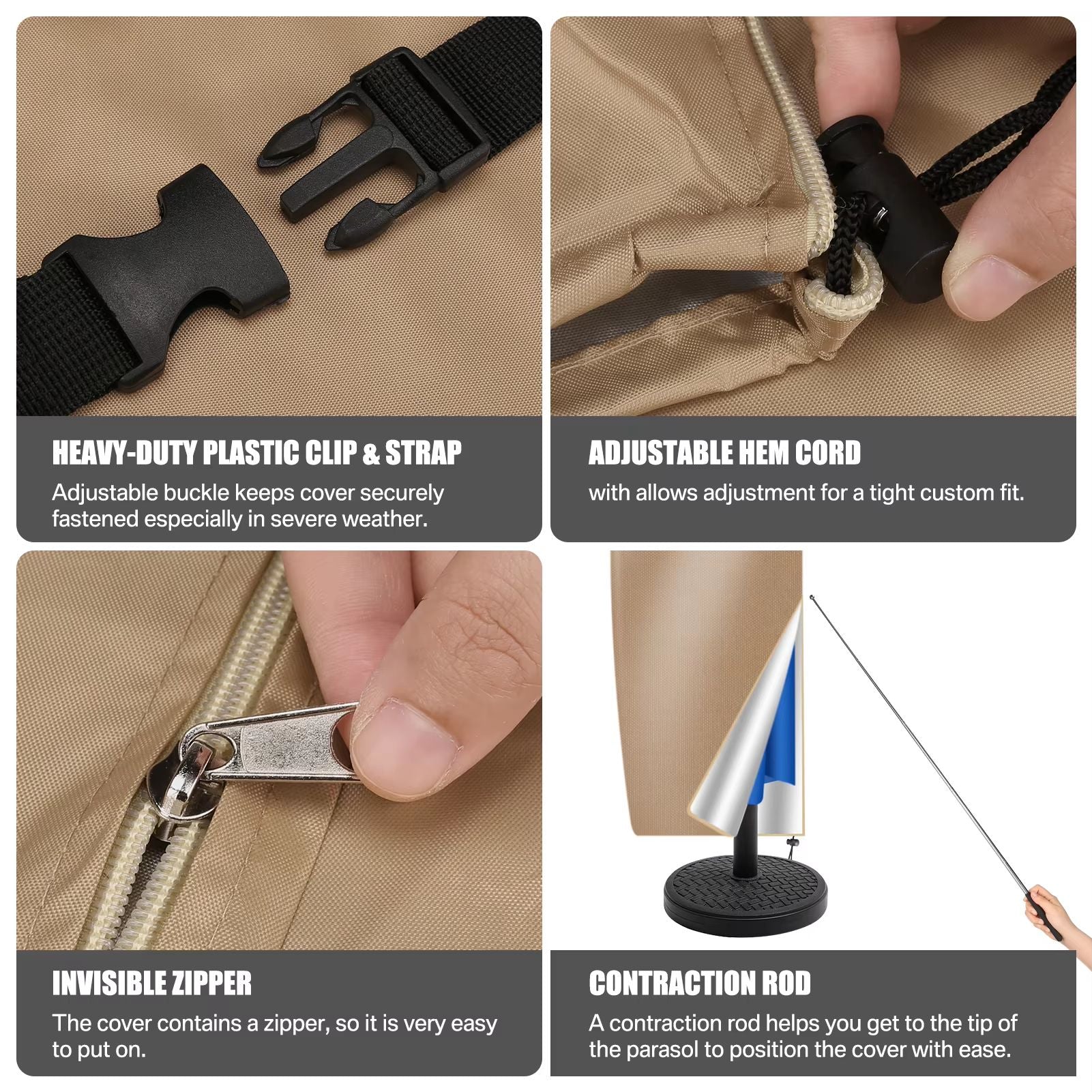 Oxford Cloth Waterproof Parasol Cover  Windproof  UVResistant Outdoor Umbrella Cover With Zipper  P 4