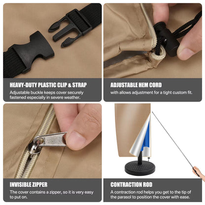 Oxford Cloth Waterproof Parasol Cover  Windproof  UVResistant Outdoor Umbrella Cover With Zipper  P 4