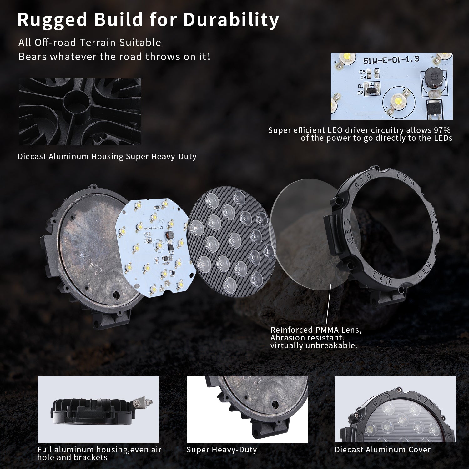 Led Spotlight Off Road Work Light Bright Headlight Spot Lamp For Automotive Truck JEEP Hummer 2