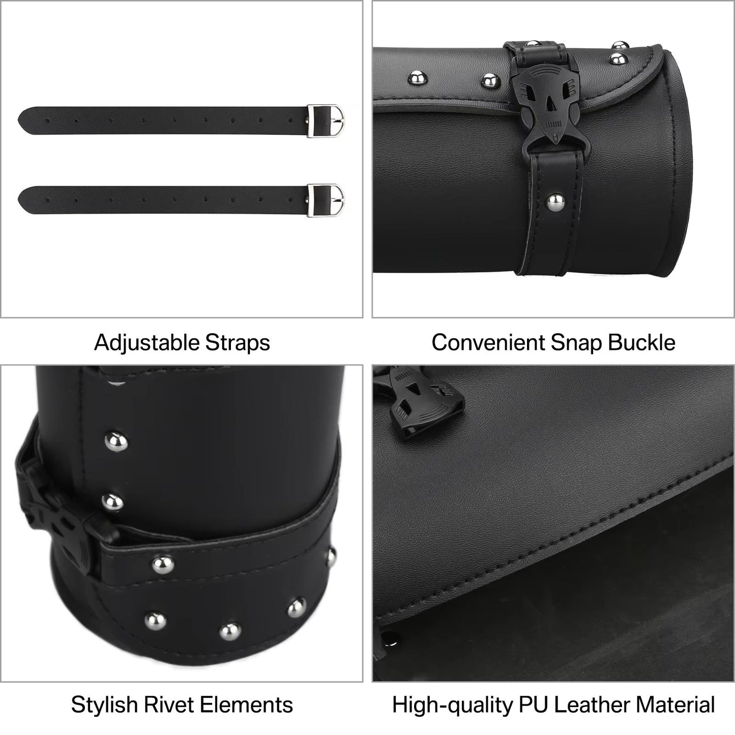 Faux Leather Motorcycle Front Fork Tool Bag  Waterproof Handlebar Roll Bag For Harley Sportster Kaw 2