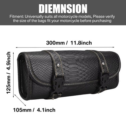 Faux Leather Motorcycle Front Fork Tool Bag  Waterproof Handlebar Roll Bag For Harley Sportster Kaw 9