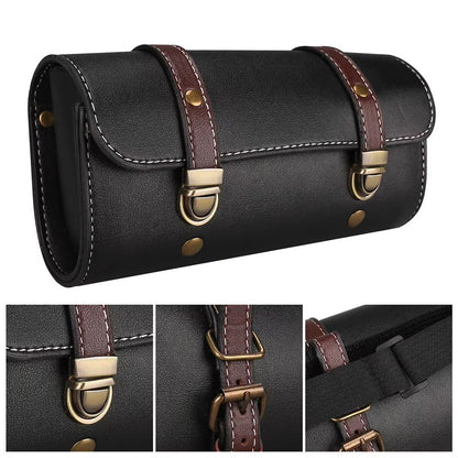 Faux Leather Motorcycle Front Fork Tool Bag  Waterproof Handlebar Roll Bag For Harley Sportster Kaw 5