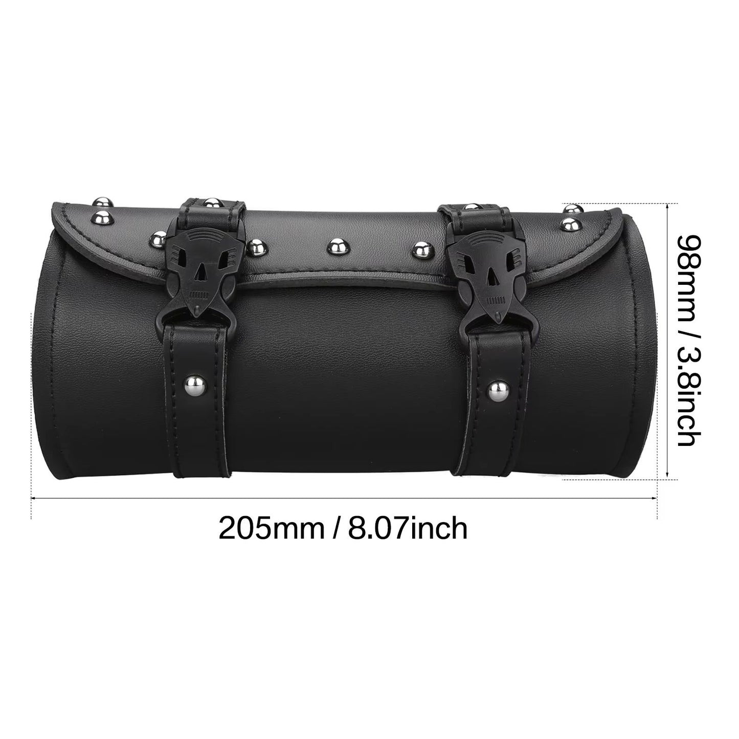 Faux Leather Motorcycle Front Fork Tool Bag  Waterproof Handlebar Roll Bag For Harley Sportster Kaw 6