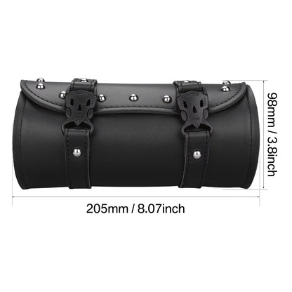 Faux Leather Motorcycle Front Fork Tool Bag  Waterproof Handlebar Roll Bag For Harley Sportster Kaw 6