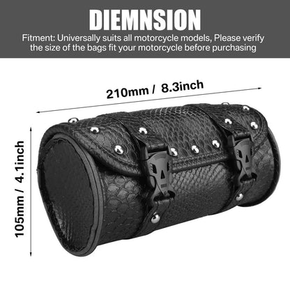 Faux Leather Motorcycle Front Fork Tool Bag  Waterproof Handlebar Roll Bag For Harley Sportster Kaw 8