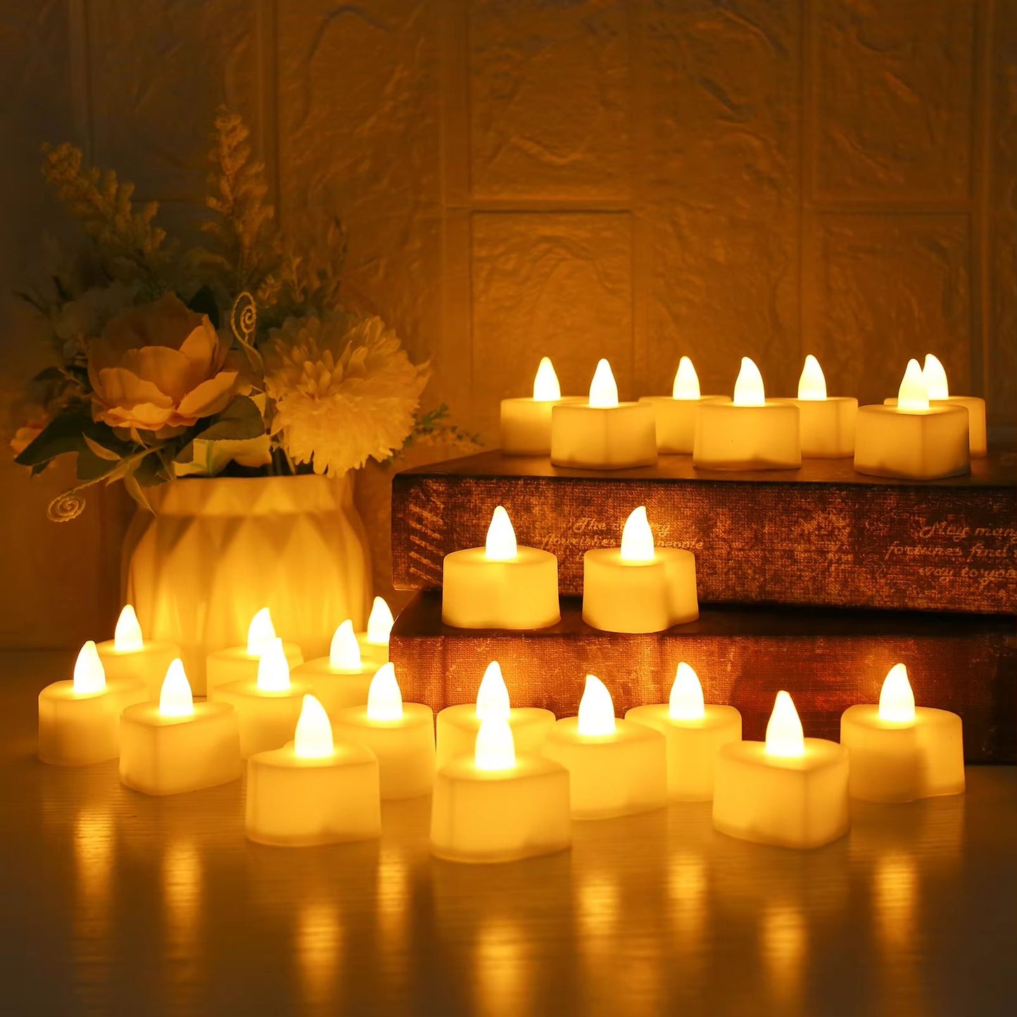 Romantic LED Heart Candle  Rose Petal Set  2448 Pack Flameless Tea Lights For Weddings Anniversarie 5