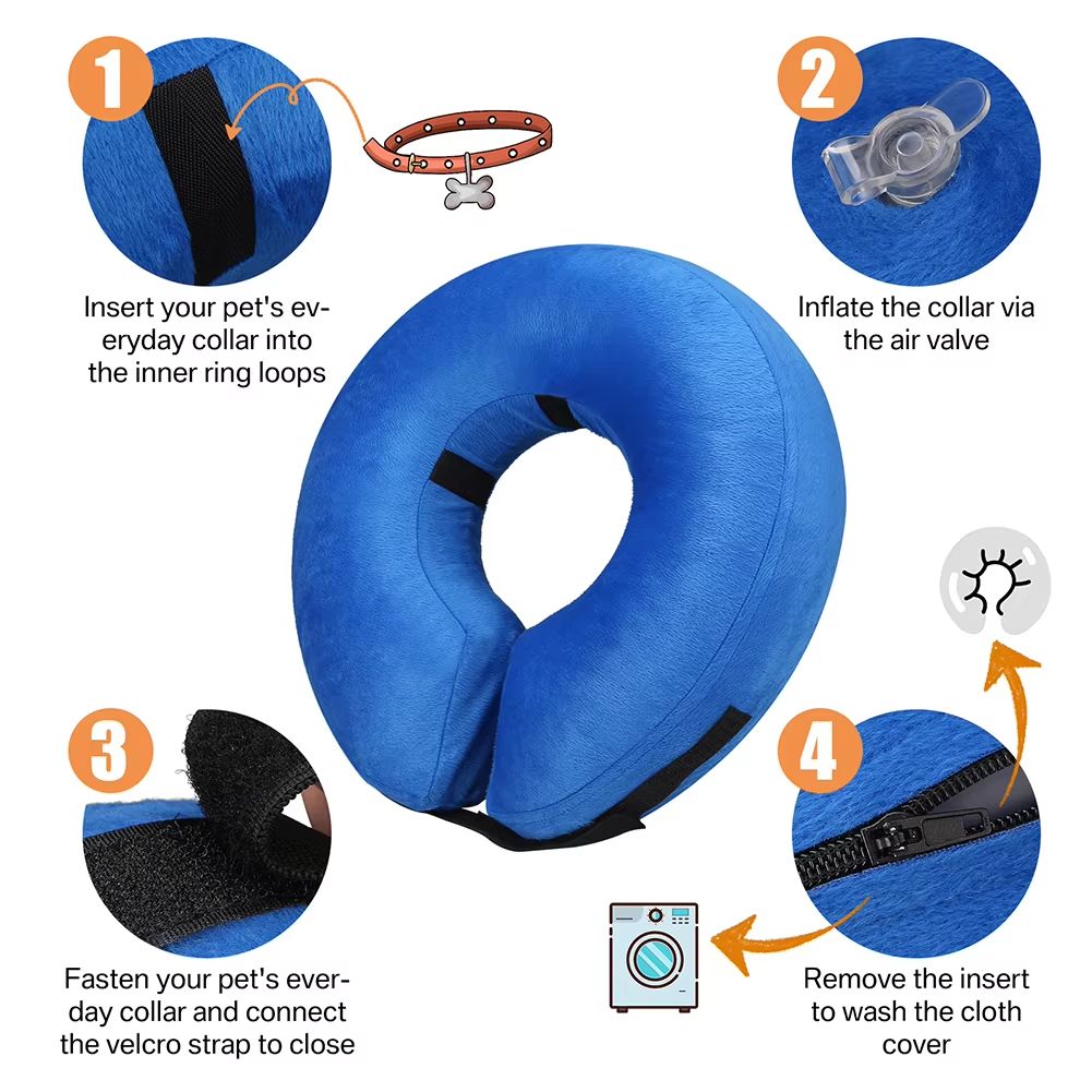 Inflatable Soft Pet Recovery Collar  Adjustable Protective Dog And Cat Cone For PostSurgery Comfort 1