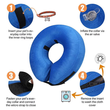 Inflatable Soft Pet Recovery Collar  Adjustable Protective Dog And Cat Cone For PostSurgery Comfort 1