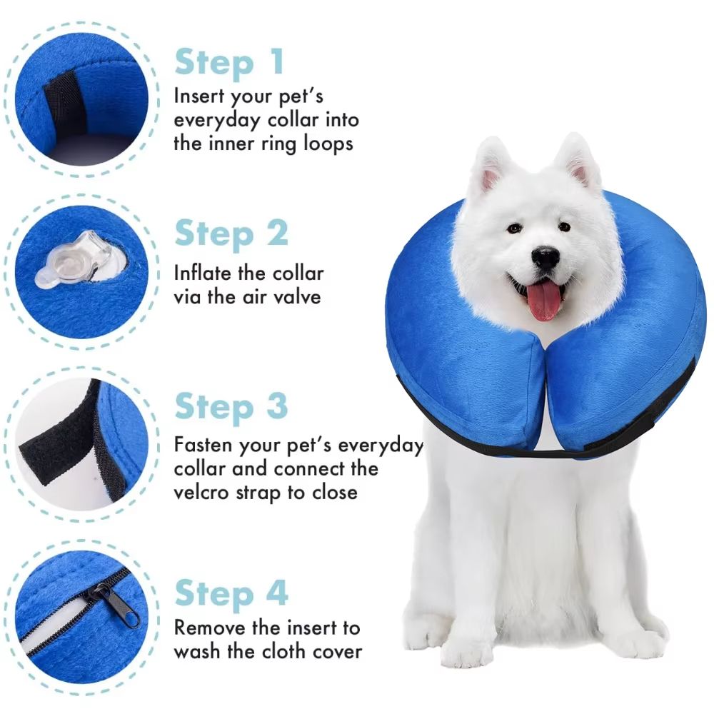 Inflatable Soft Pet Recovery Collar  Adjustable Protective Dog And Cat Cone For PostSurgery Comfort 5