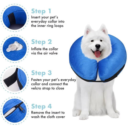 Inflatable Soft Pet Recovery Collar  Adjustable Protective Dog And Cat Cone For PostSurgery Comfort 5
