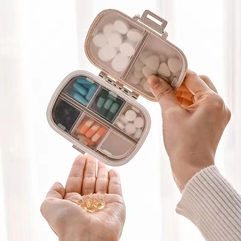 Mini 8Compartment Travel Pill Organizer Box 1