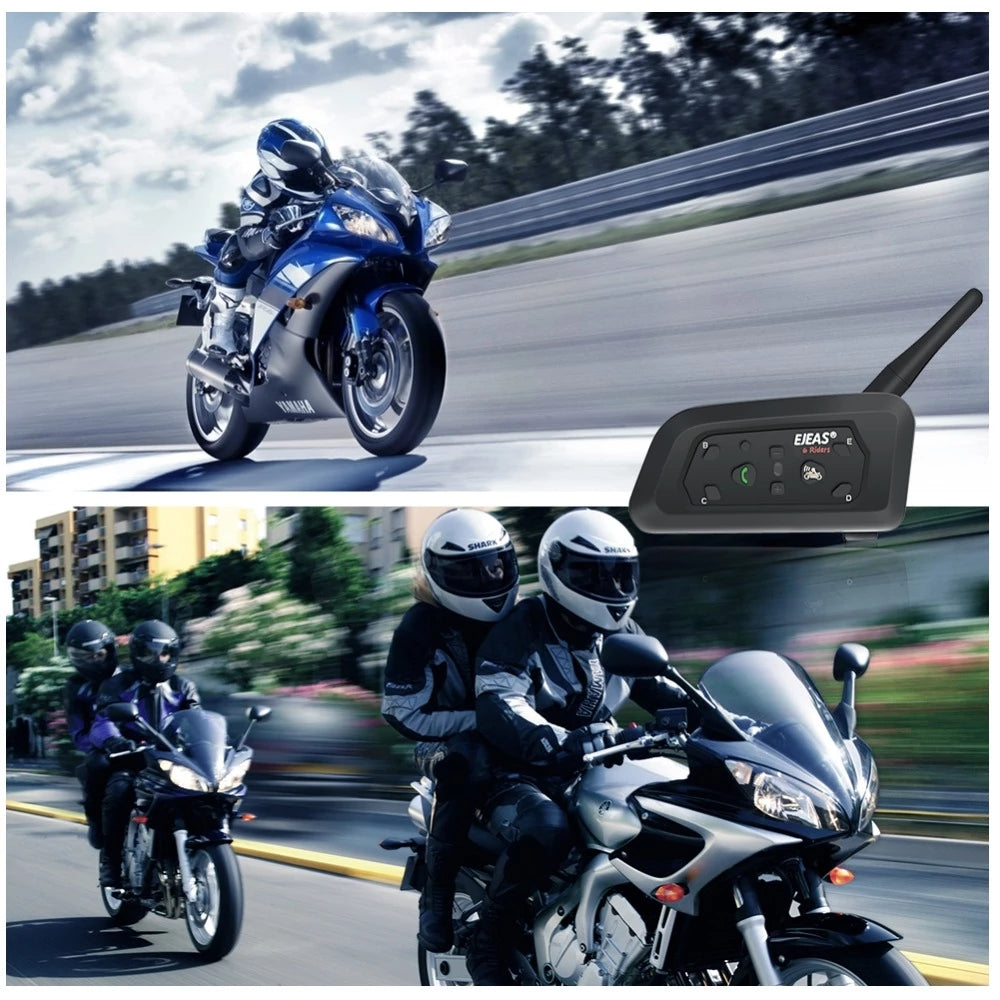 Motorcycle Bluetooth Helmet Headset MOTO Communicator Interphone For 6 Riders IP65 Waterproof 1