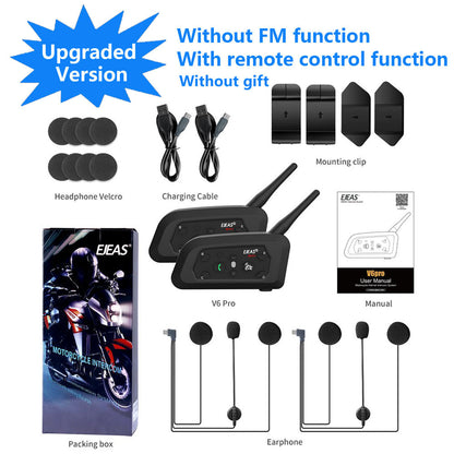 Motorcycle Bluetooth Helmet Headset MOTO Communicator Interphone For 6 Riders IP65 Waterproof 7