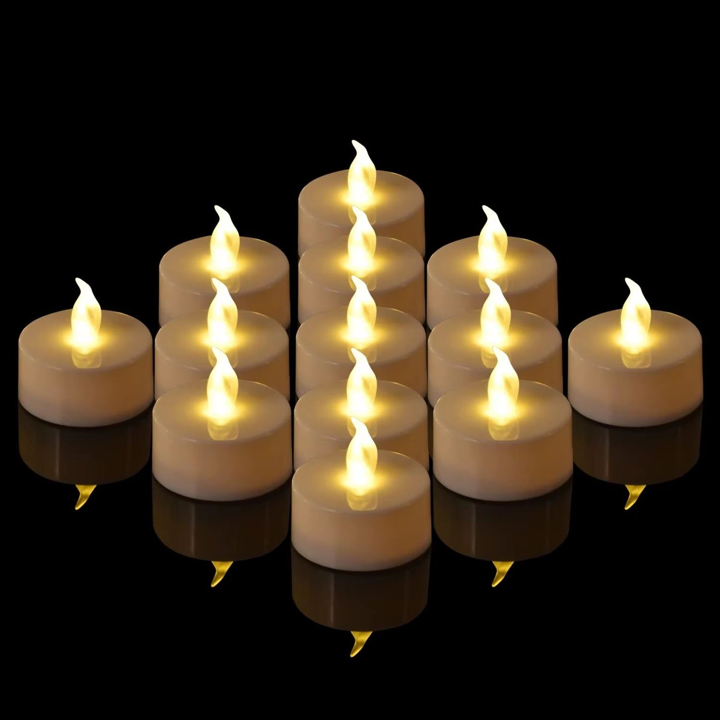 AmbienceGlow WarmWhite Flicker LED Tea Lights Set 24 Pack  Safe  Stylish Decorative Candles 2