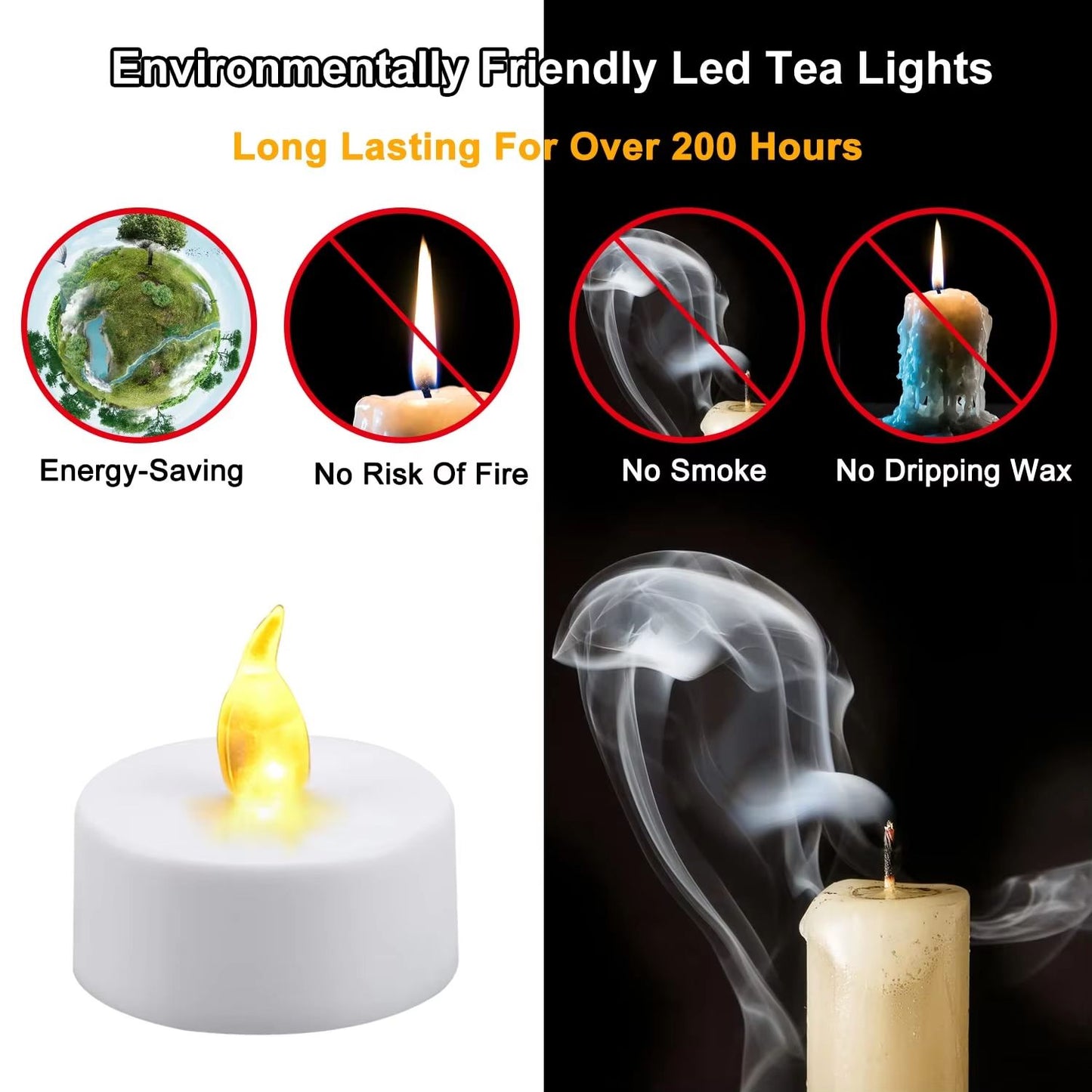 AmbienceGlow WarmWhite Flicker LED Tea Lights Set 24 Pack  Safe  Stylish Decorative Candles 3