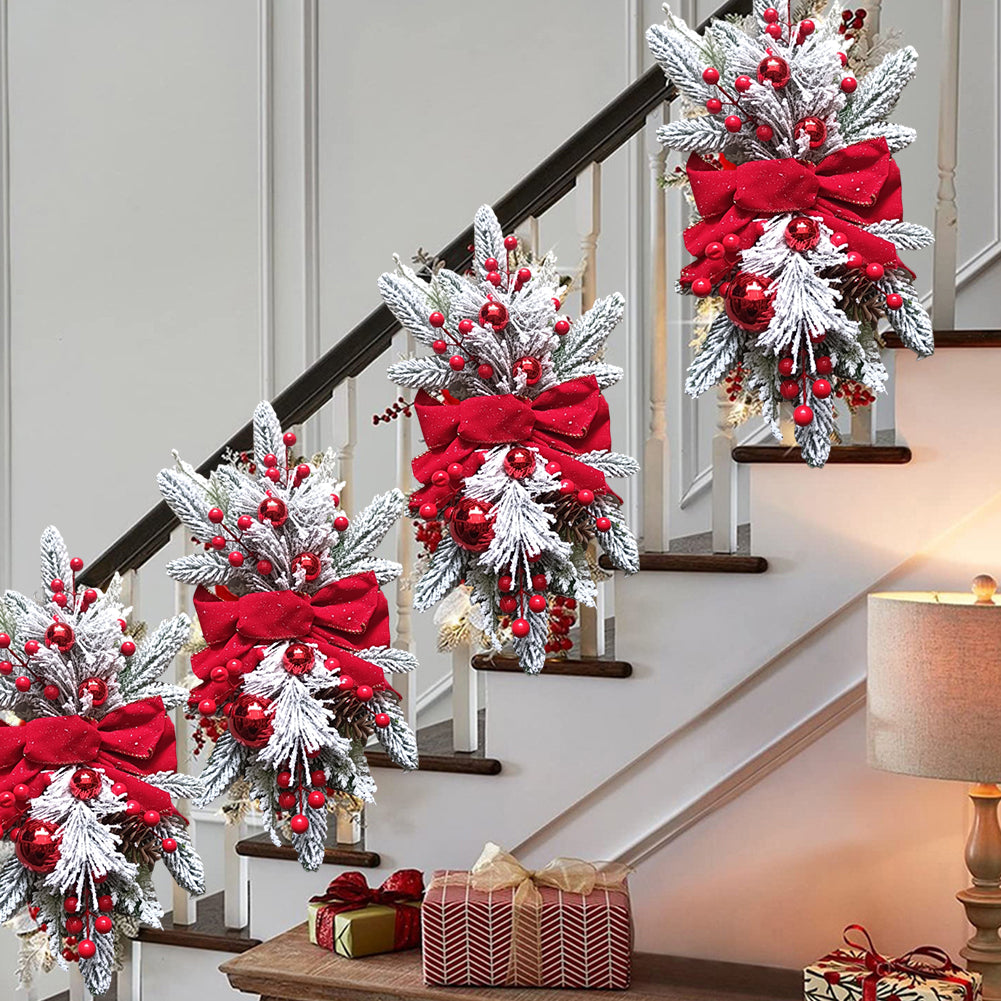 Christmas Wreath Pendant , Home Door Window Stairs Decoration, With or Without Light Atmosphere Garland