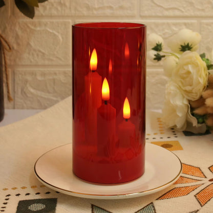 ClearAglow Trio 3Wick Acrylic Flicker Candle Set  BatteryOperated LED Pillar For Weddings  Home Dec 9