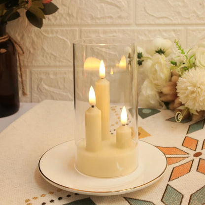 ClearAglow Trio 3Wick Acrylic Flicker Candle Set  BatteryOperated LED Pillar For Weddings  Home Dec 6