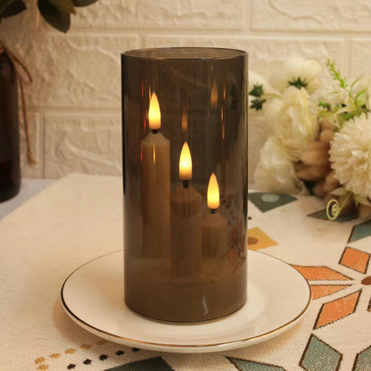 ClearAglow Trio 3Wick Acrylic Flicker Candle Set  BatteryOperated LED Pillar For Weddings  Home Dec 7