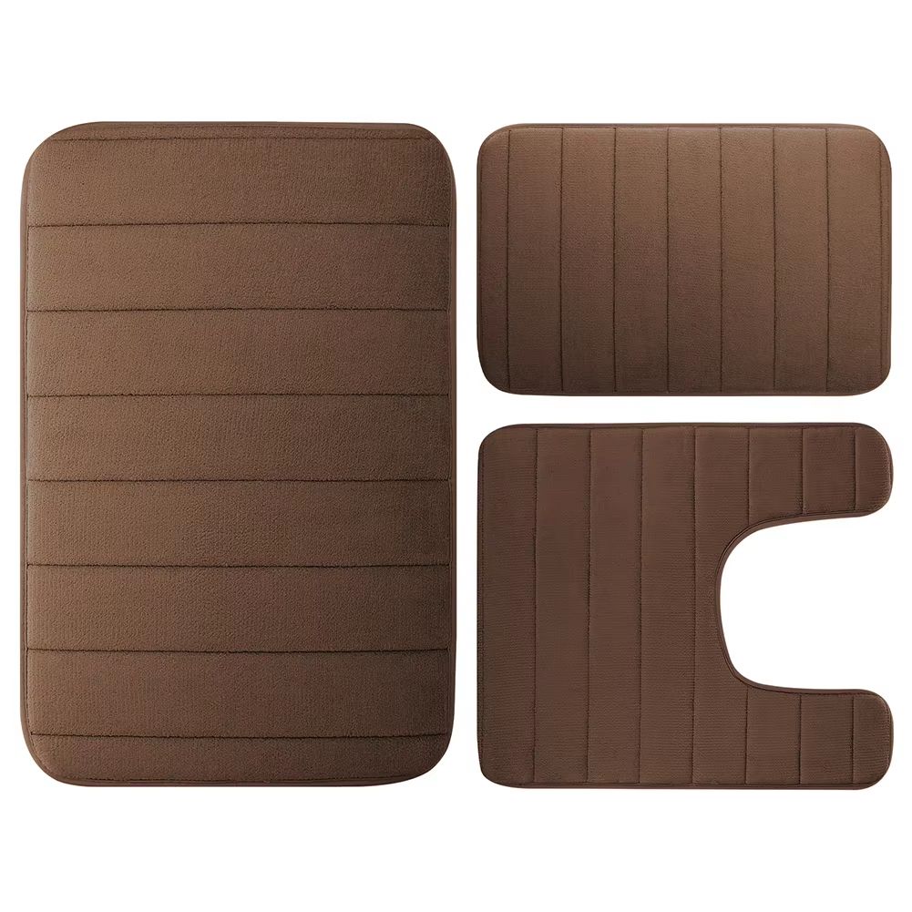 LuxuryVelvet Plush Memory Foam Bath Rug Set  3Piece NonSlip RapidDry Bath Mat Collection 9