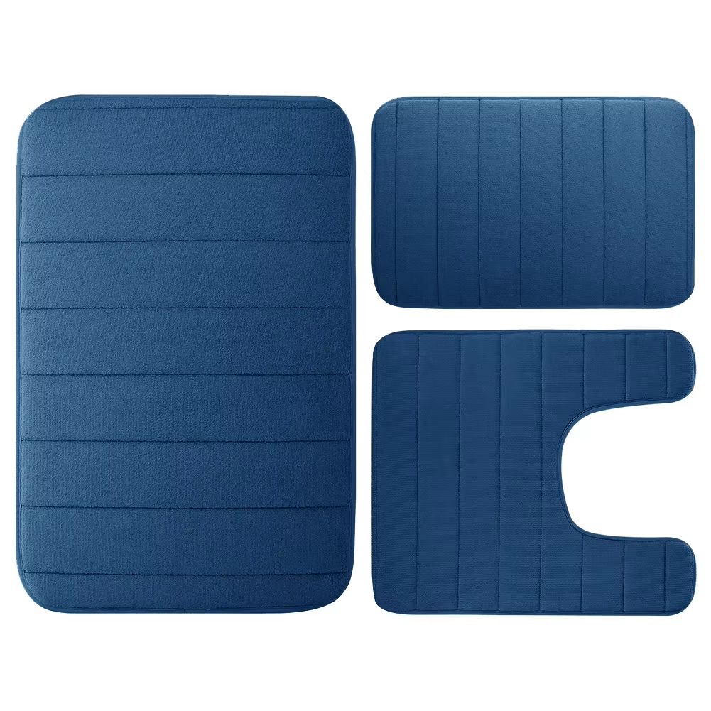 LuxuryVelvet Plush Memory Foam Bath Rug Set  3Piece NonSlip RapidDry Bath Mat Collection 10