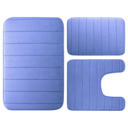 LuxuryVelvet Plush Memory Foam Bath Rug Set  3Piece NonSlip RapidDry Bath Mat Collection 11