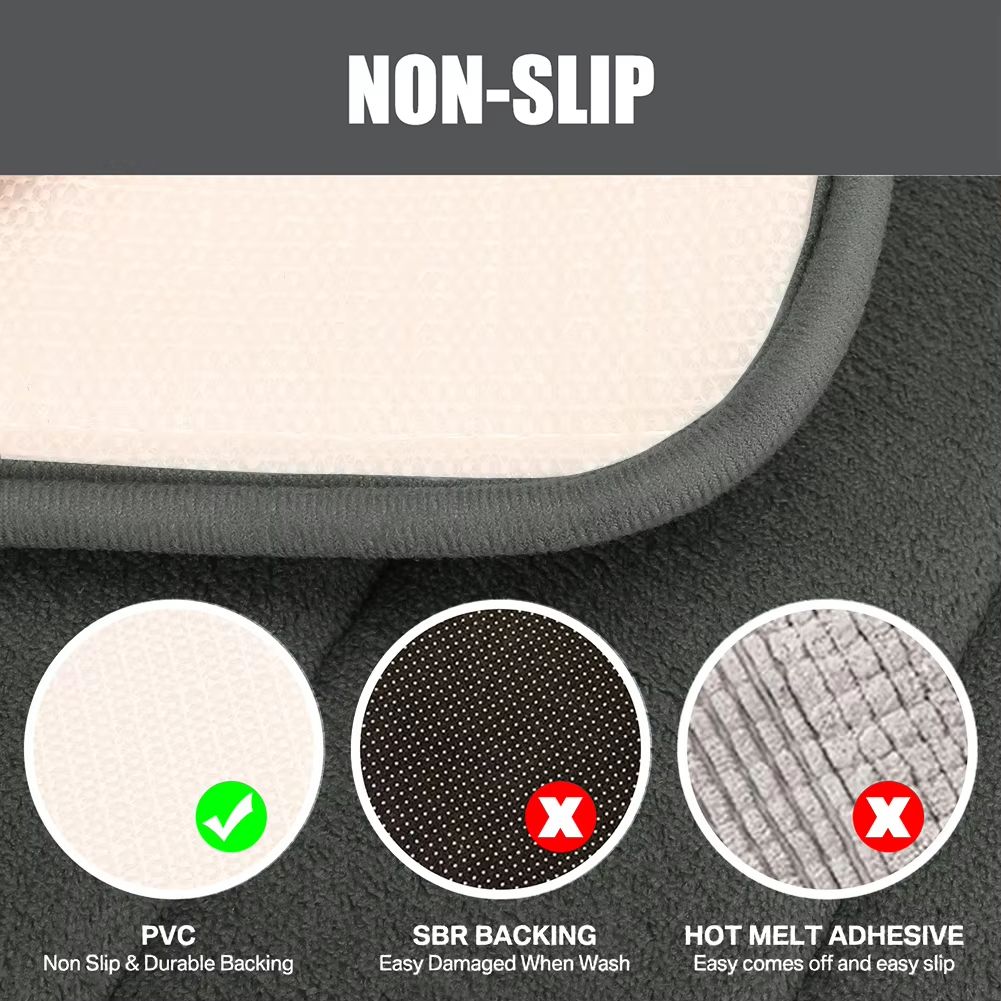 LuxuryVelvet Plush Memory Foam Bath Rug Set  3Piece NonSlip RapidDry Bath Mat Collection 3