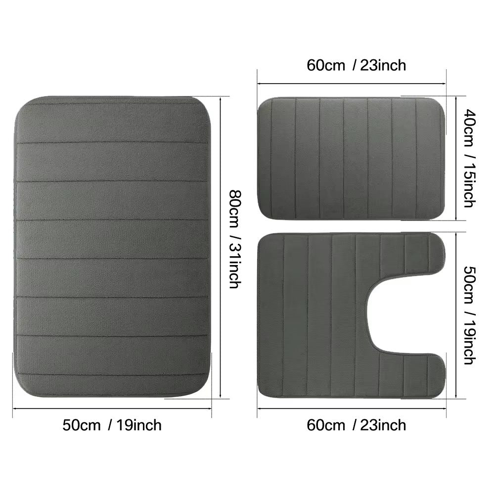LuxuryVelvet Plush Memory Foam Bath Rug Set  3Piece NonSlip RapidDry Bath Mat Collection 5