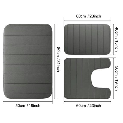 LuxuryVelvet Plush Memory Foam Bath Rug Set  3Piece NonSlip RapidDry Bath Mat Collection 5