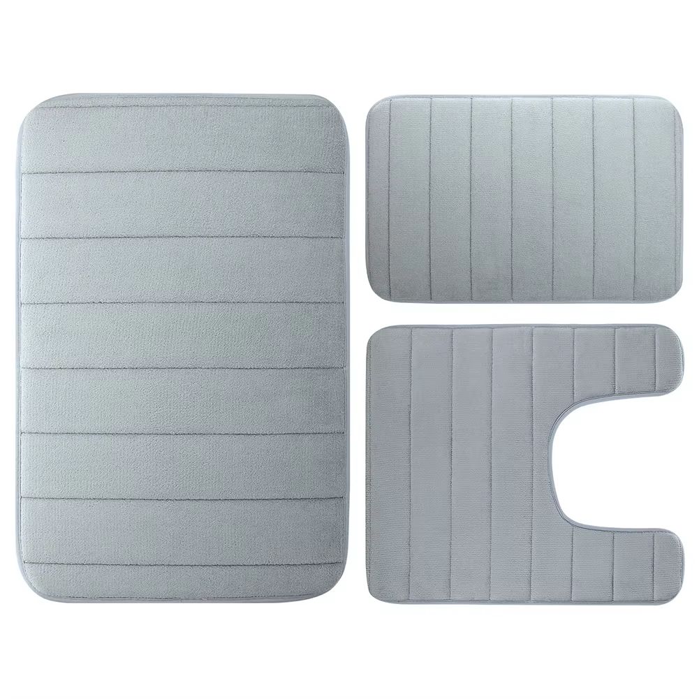LuxuryVelvet Plush Memory Foam Bath Rug Set  3Piece NonSlip RapidDry Bath Mat Collection 6