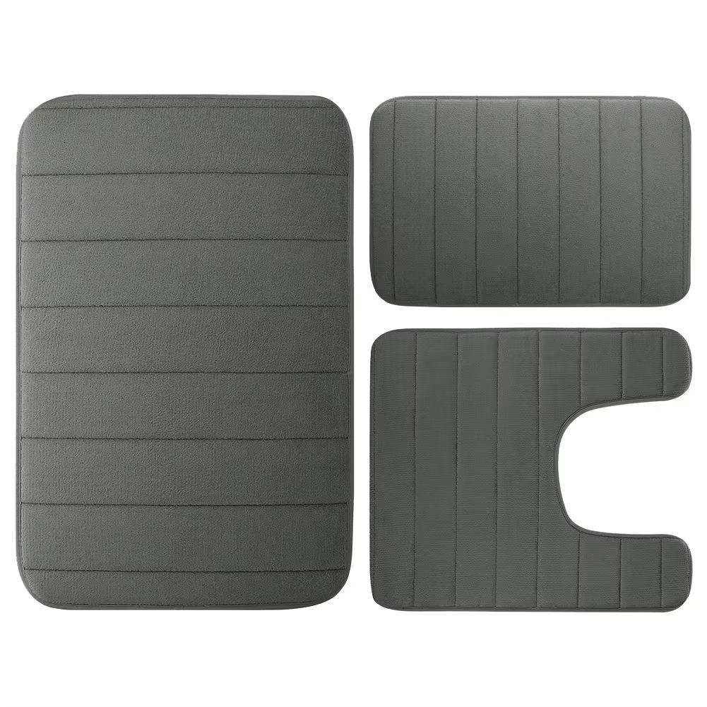 LuxuryVelvet Plush Memory Foam Bath Rug Set  3Piece NonSlip RapidDry Bath Mat Collection 7