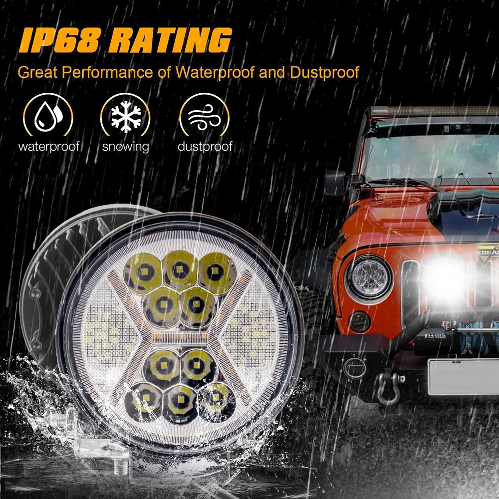 LED Round Work Light Flood Spot Beam For Truck Tractor SUV Offroad Fog Driving Lamp 1