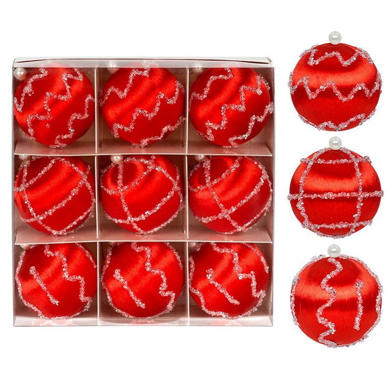 Silk Thread Covered Christmas Ball, Ornaments Satin Shatterproof Bubbles, Kit Tree Hanging Decorations