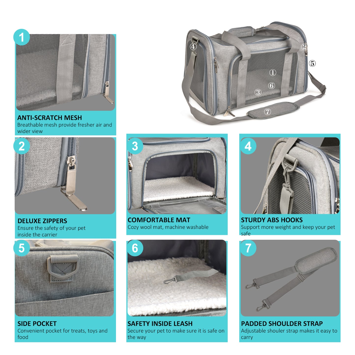 Cat Pet Carriers Dog Travel Bags Airline Approved Soft Side Dog Carrier Backpack Portable Travel Tr 4