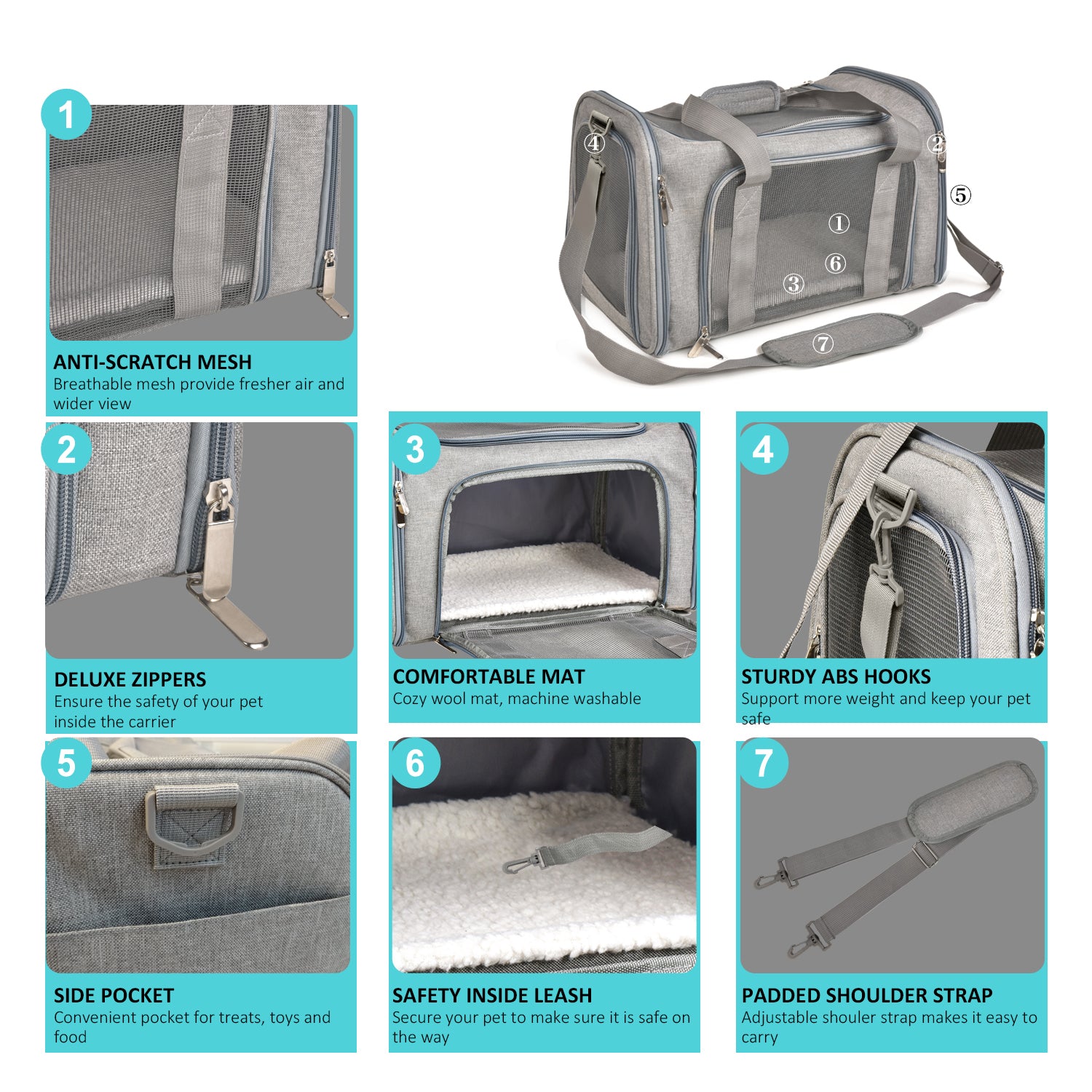 Cat Pet Carriers Dog Travel Bags Airline Approved Soft Side Dog Carrier Backpack Portable Travel Tr 4