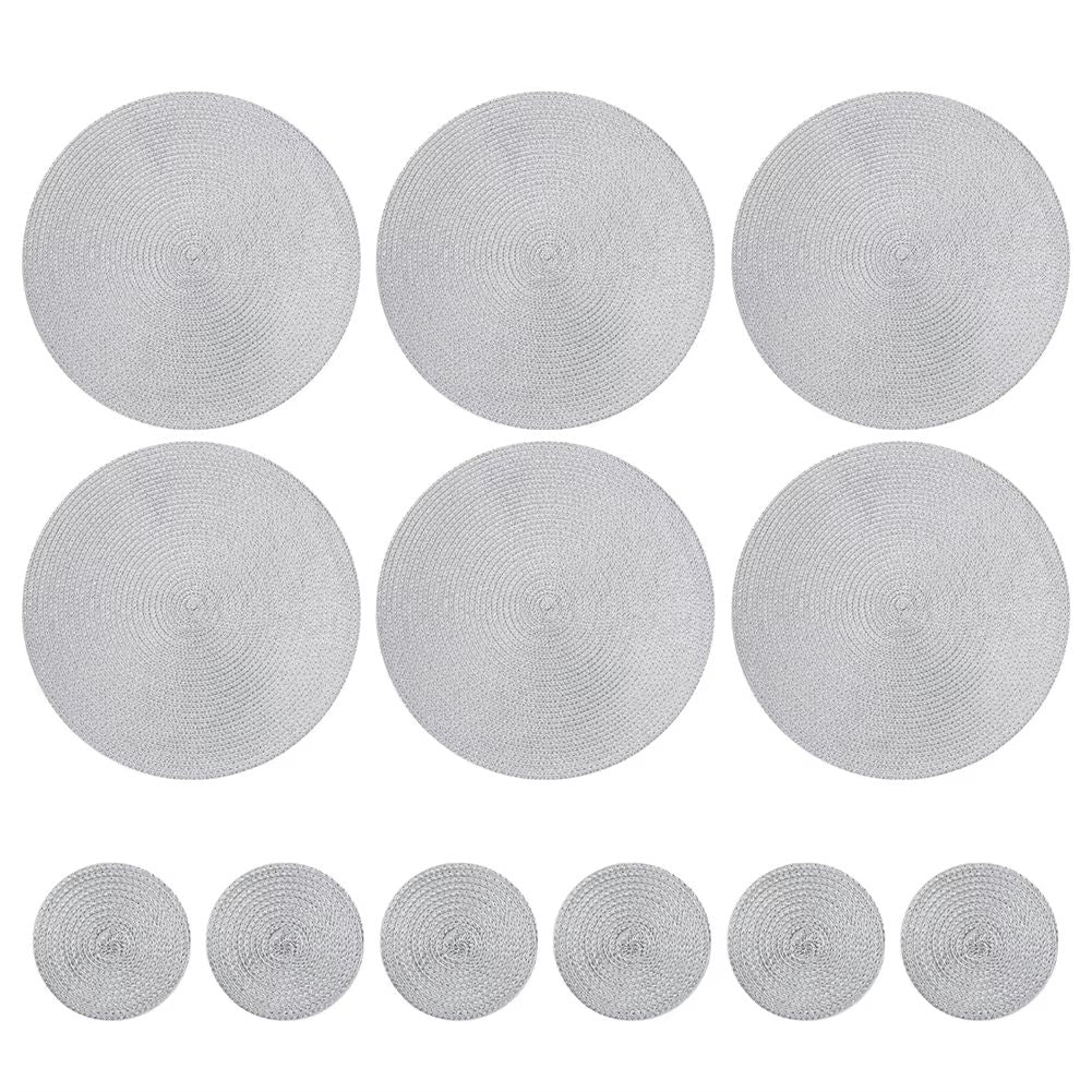 BraidedCircle Luxe Table Mat Set  6Piece Round Woven HeatResistant Placemats For Dining  Decor 6