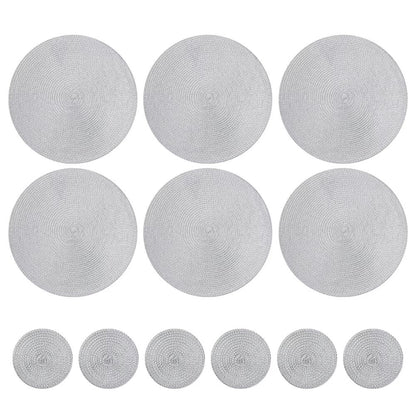 BraidedCircle Luxe Table Mat Set  6Piece Round Woven HeatResistant Placemats For Dining  Decor 6