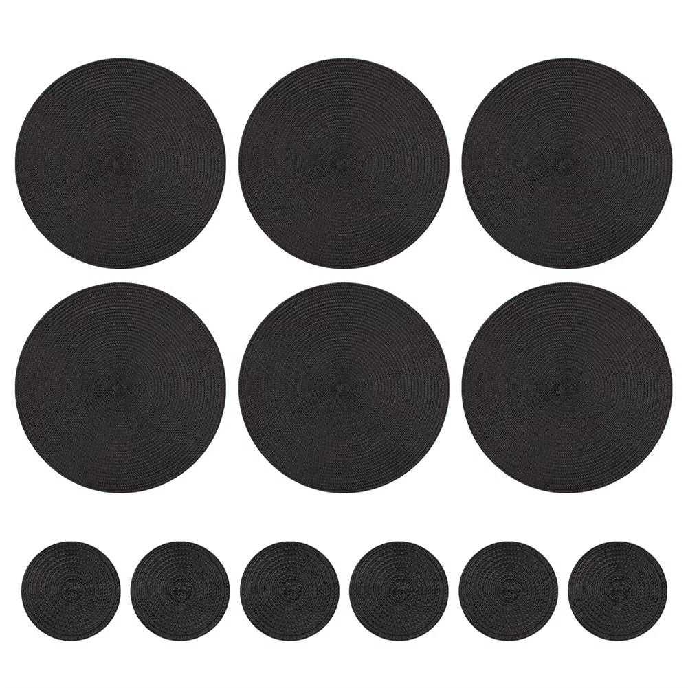 BraidedCircle Luxe Table Mat Set  6Piece Round Woven HeatResistant Placemats For Dining  Decor 9