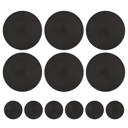 BraidedCircle Luxe Table Mat Set  6Piece Round Woven HeatResistant Placemats For Dining  Decor 9