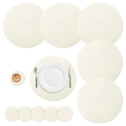 BraidedCircle Luxe Table Mat Set  6Piece Round Woven HeatResistant Placemats For Dining  Decor 11