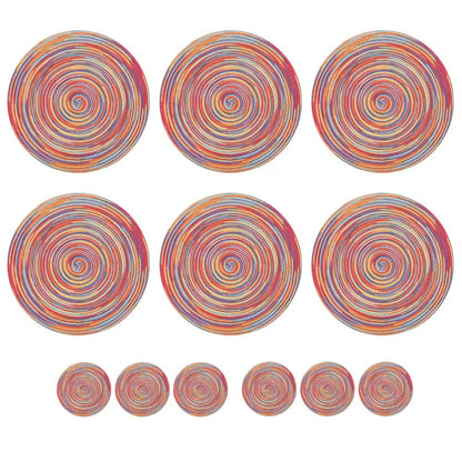 BraidedCircle Luxe Table Mat Set  6Piece Round Woven HeatResistant Placemats For Dining  Decor 20