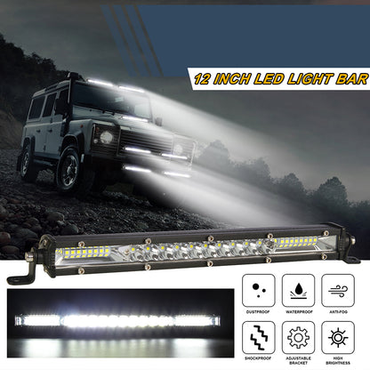 Super Slim Off Road LED Light Bar, Flood Driving Fog Work Lamp for Jeep, ATV, SUV, Truck, Boat