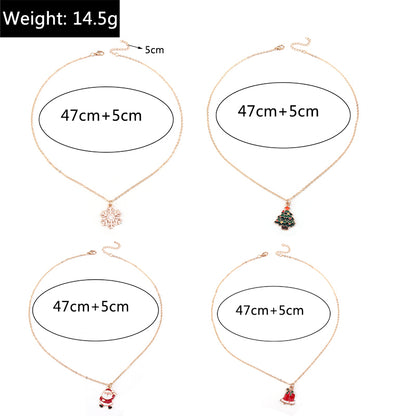 Cute Christmas Necklaces For Women Enamel Christmas Tree Santa Claus Bells Pendants Necklaces Girls 14